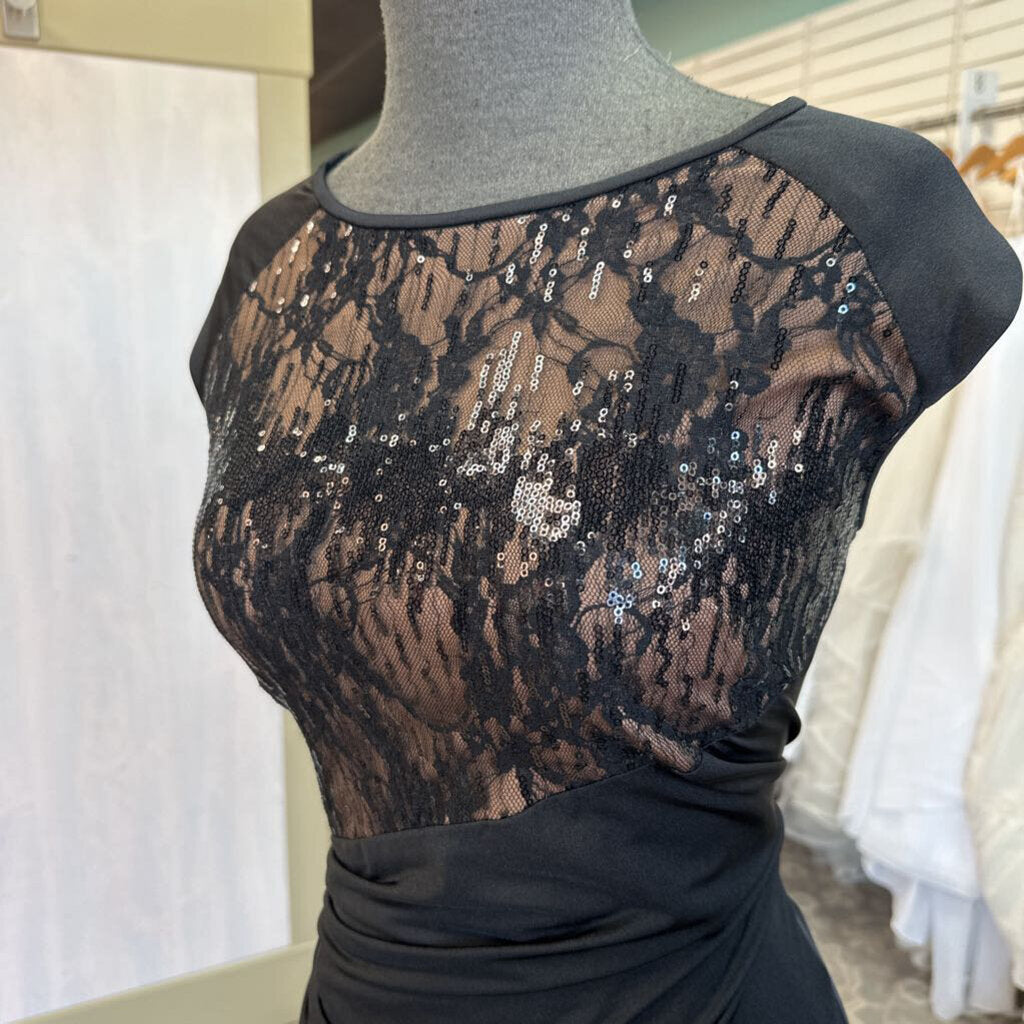 Anne Klein Black/ Beige Sequin Top Short Formal Dress 10