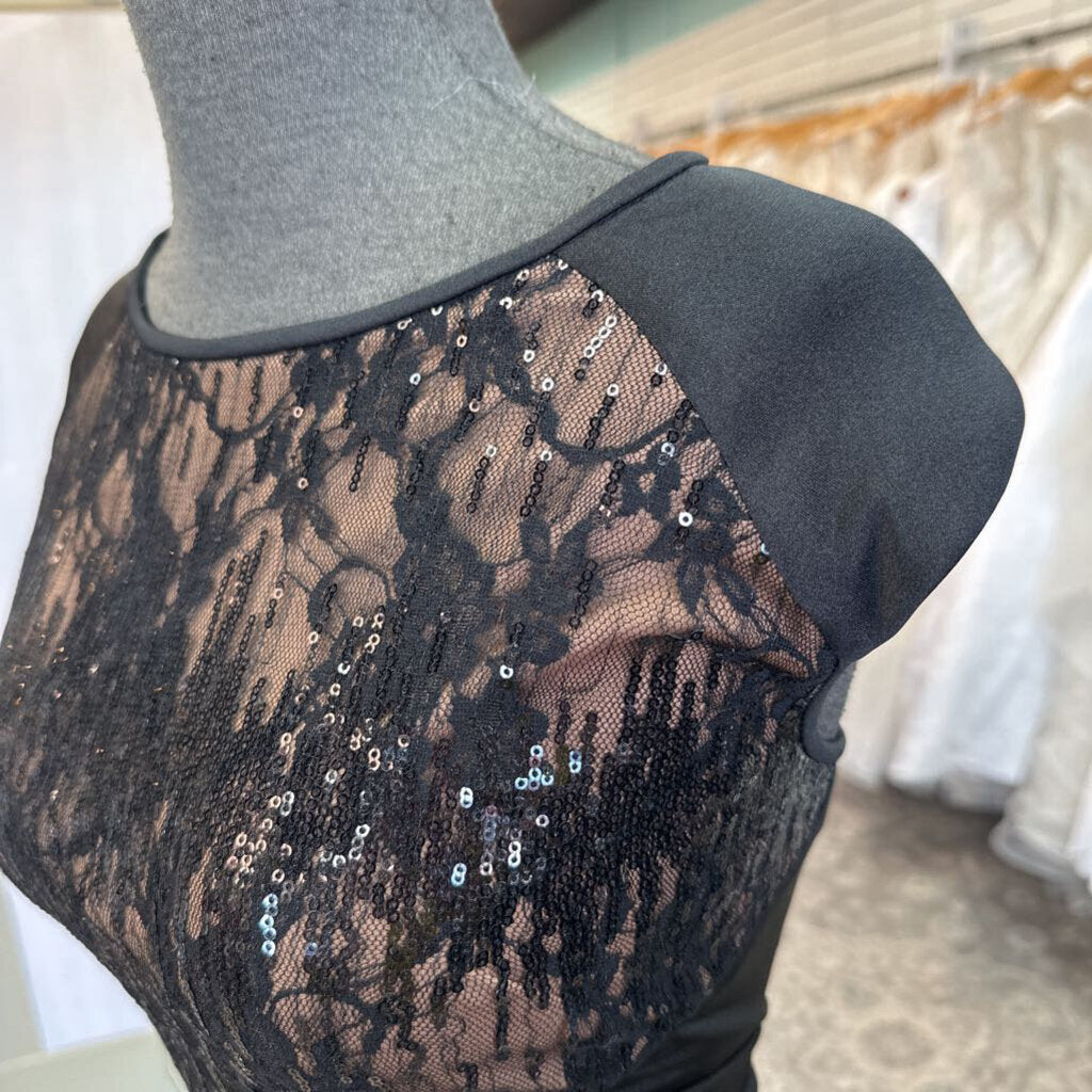 Anne Klein Black/ Beige Sequin Top Short Formal Dress 10