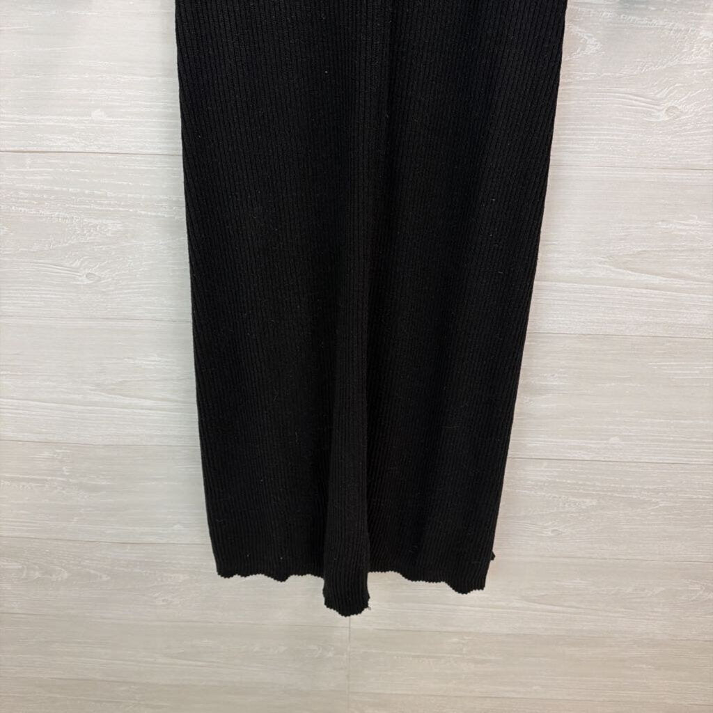 Calvin Klein Black Ribbed Mock Neck Long Sleeve Maxi Dress Small