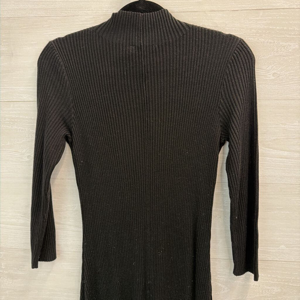 Calvin Klein Black Ribbed Mock Neck Long Sleeve Maxi Dress Small
