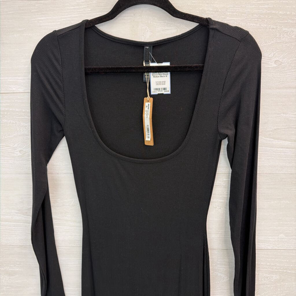 Skims Black Long Sleeve Maxi Dress Medium