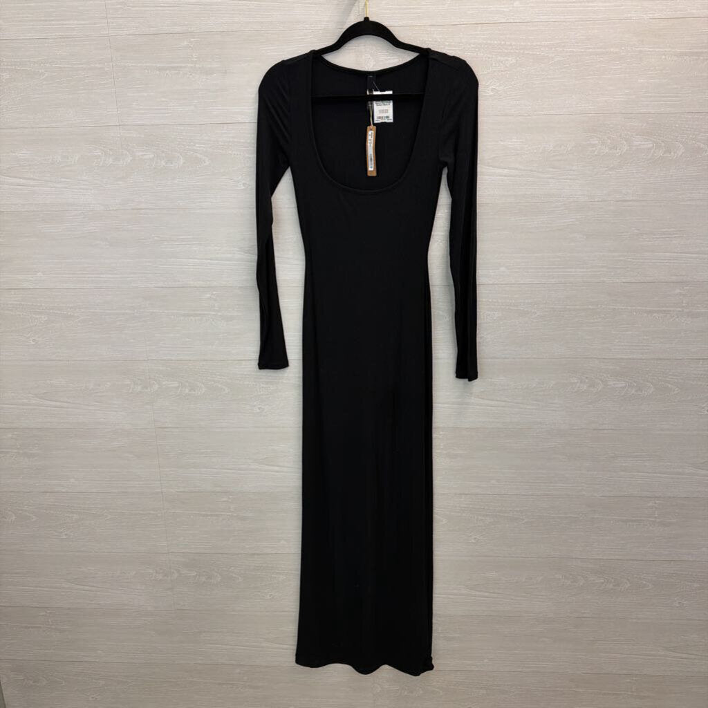 Skims Black Long Sleeve Maxi Dress Medium
