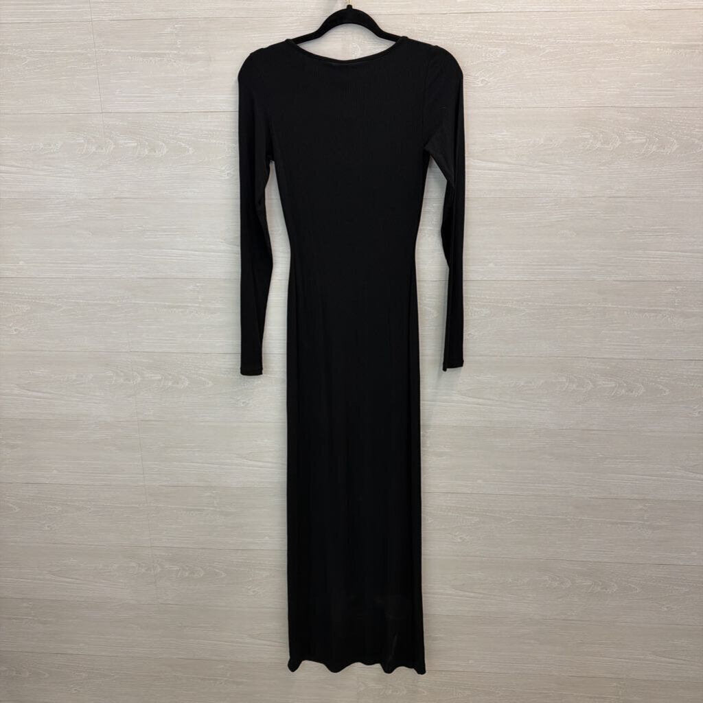Skims Black Long Sleeve Maxi Dress Medium