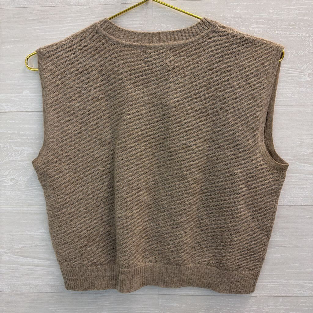 Rachel Comey Brown Knit Sleeveless Cropped Sweater Top Extra Small