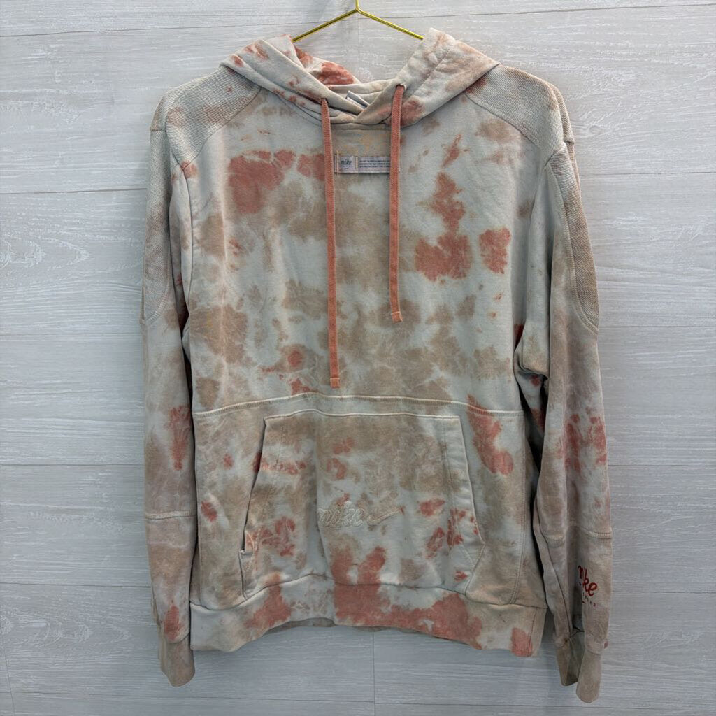 Nike Pink/ White Tie Dye Logo Hoodie Medium