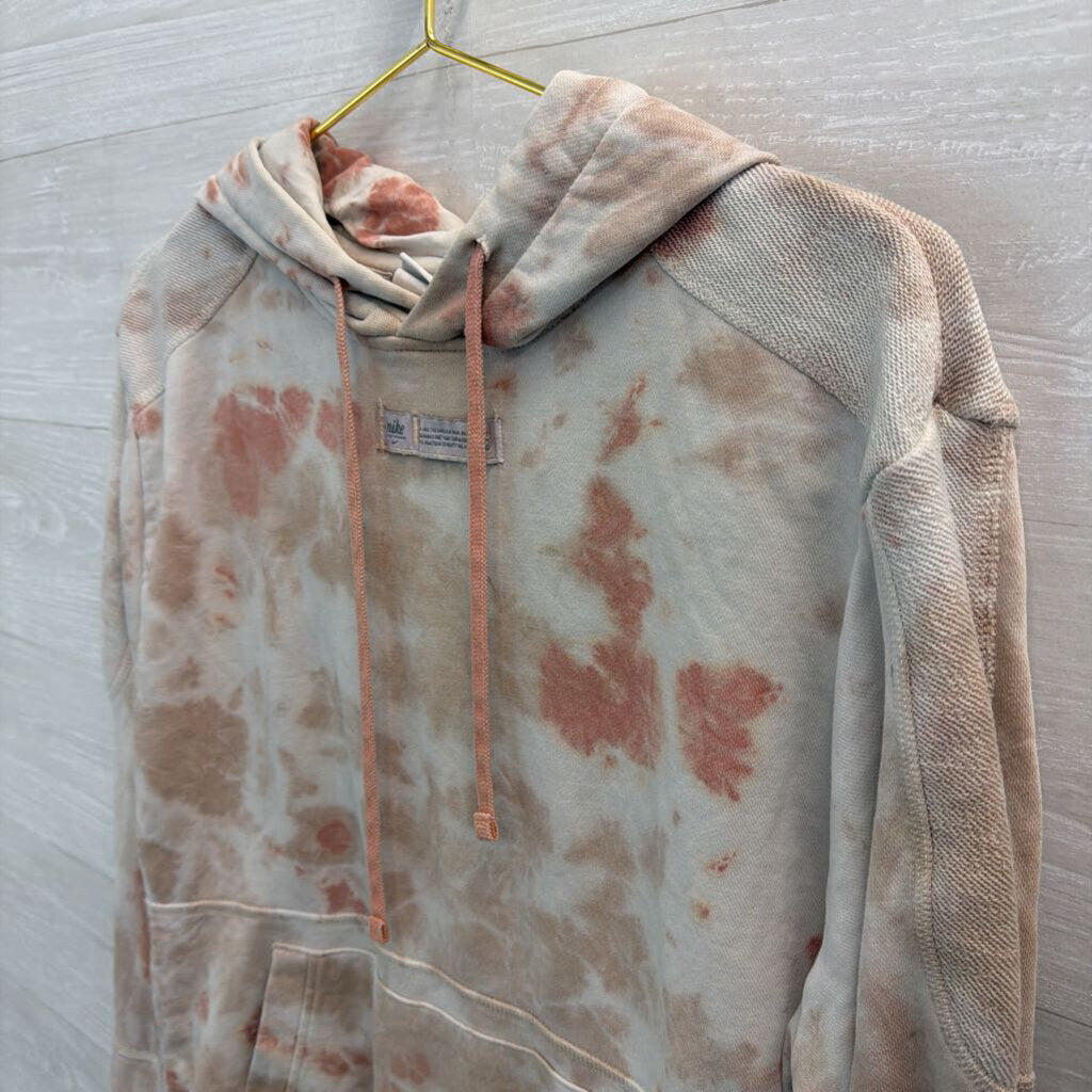 Nike Pink/ White Tie Dye Logo Hoodie Medium