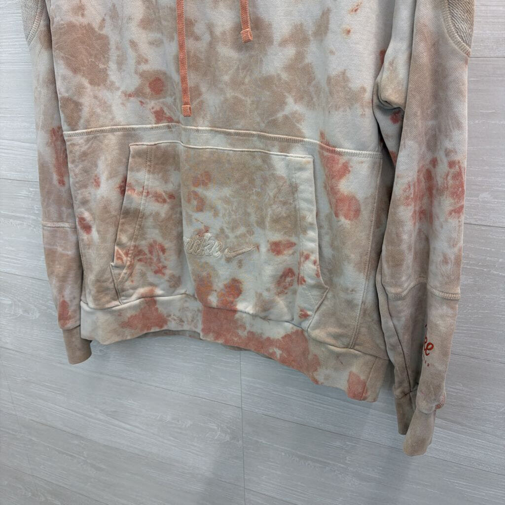 Nike Pink/ White Tie Dye Logo Hoodie Medium