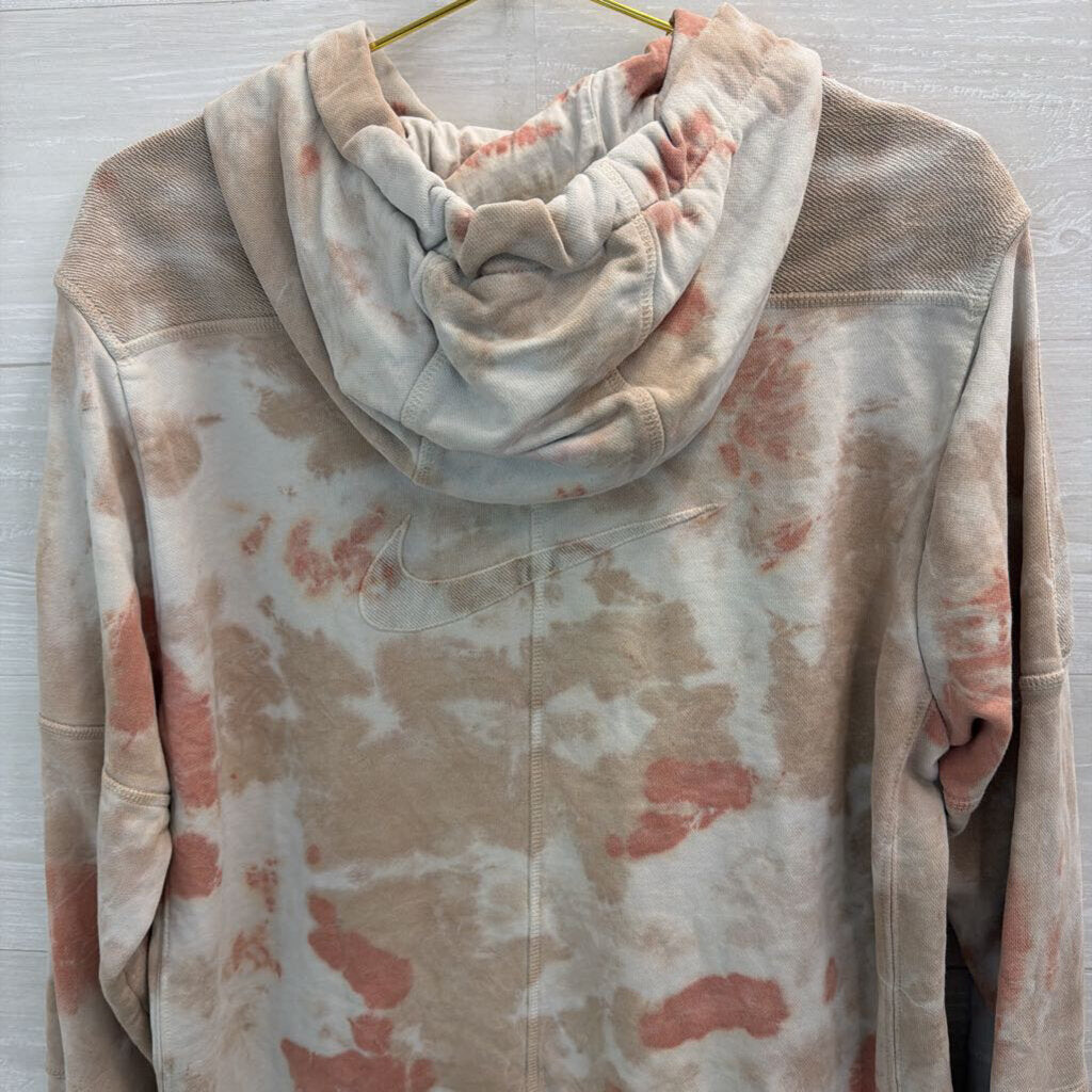 Nike Pink/ White Tie Dye Logo Hoodie Medium