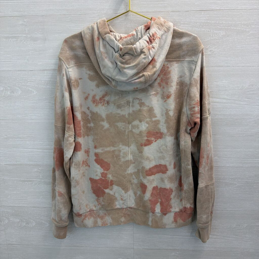 Nike Pink/ White Tie Dye Logo Hoodie Medium