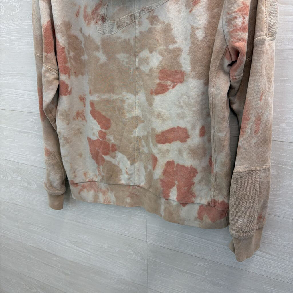 Nike Pink/ White Tie Dye Logo Hoodie Medium