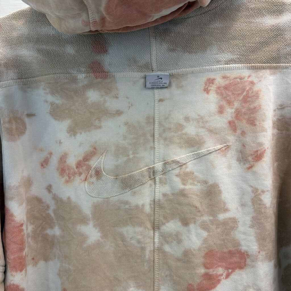 Nike Pink/ White Tie Dye Logo Hoodie Medium