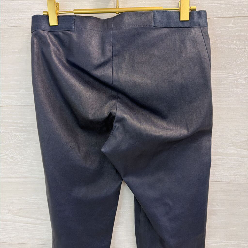 Alice and Olivia Navy 100% Lamb Leather Zip Front Skinny Leg Pants Small