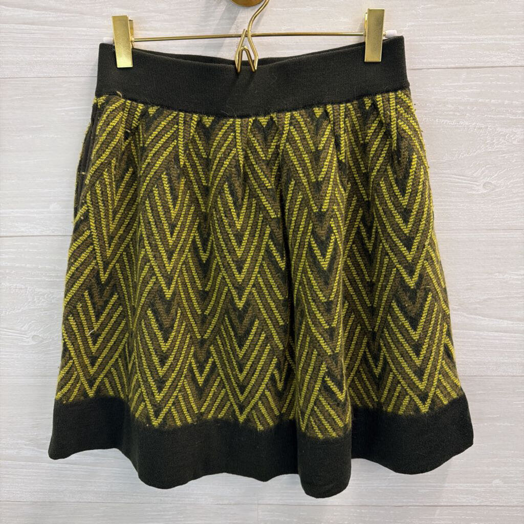 Pringle 1815 Scotland Green Knit Print Sweater Skirt Small