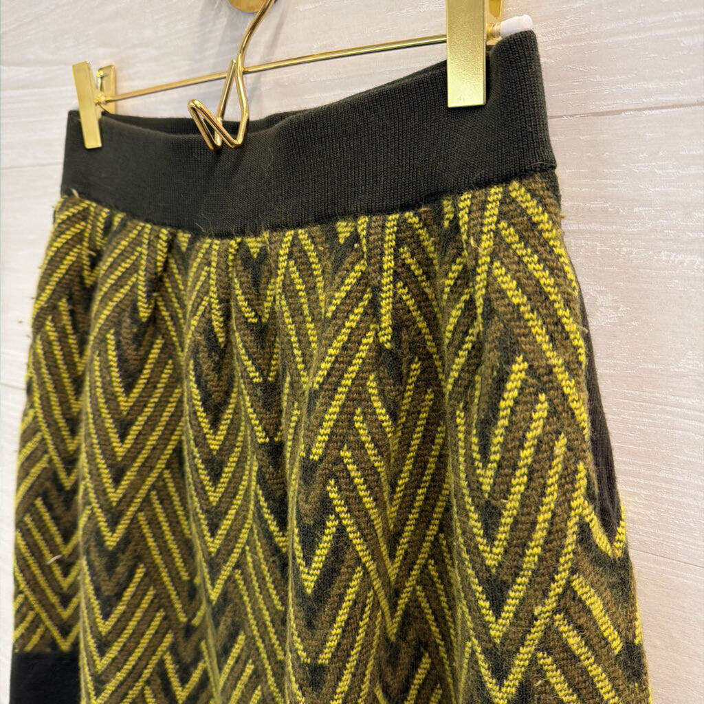 Pringle 1815 Scotland Green Knit Print Sweater Skirt Small