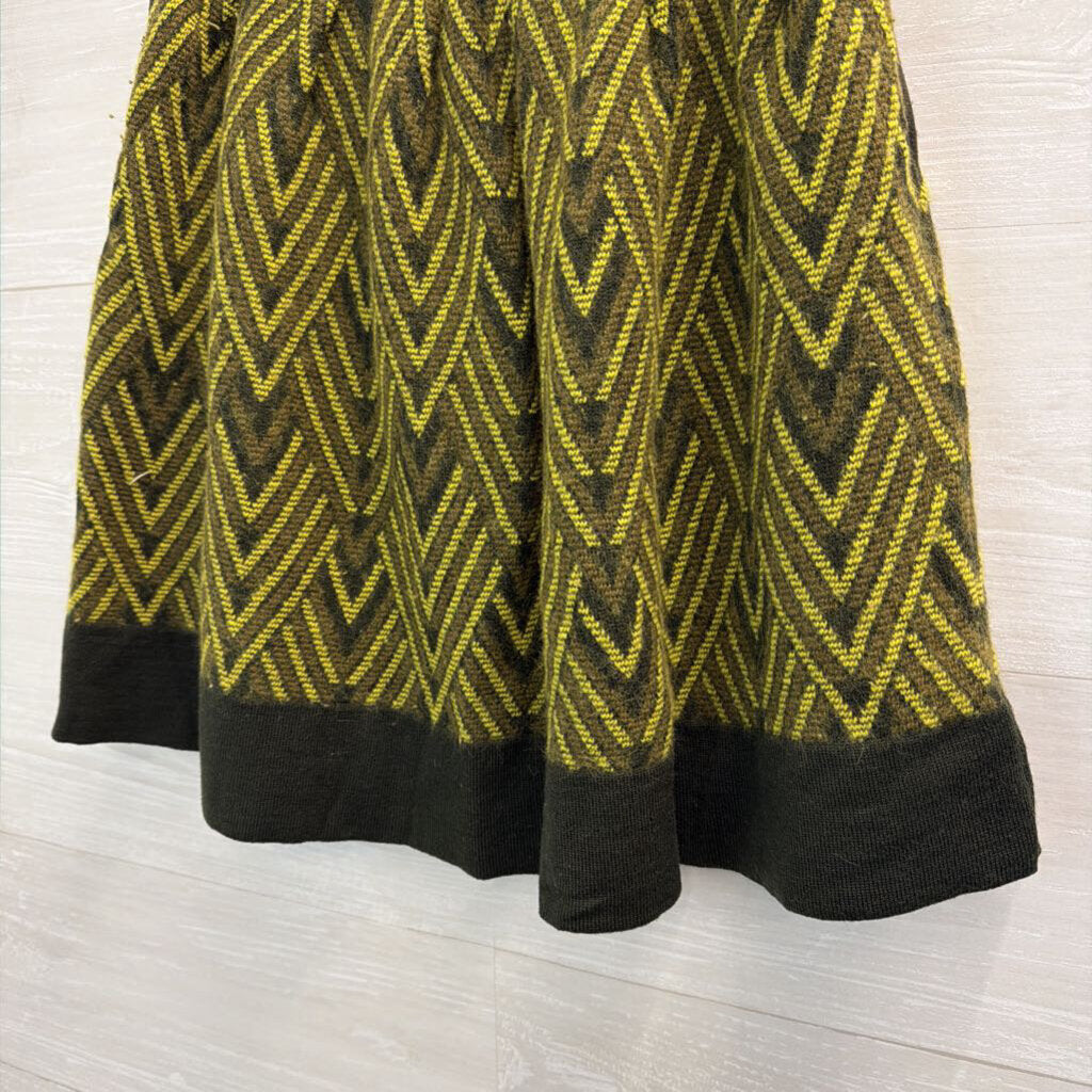 Pringle 1815 Scotland Green Knit Print Sweater Skirt Small