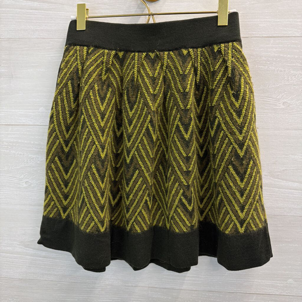 Pringle 1815 Scotland Green Knit Print Sweater Skirt Small