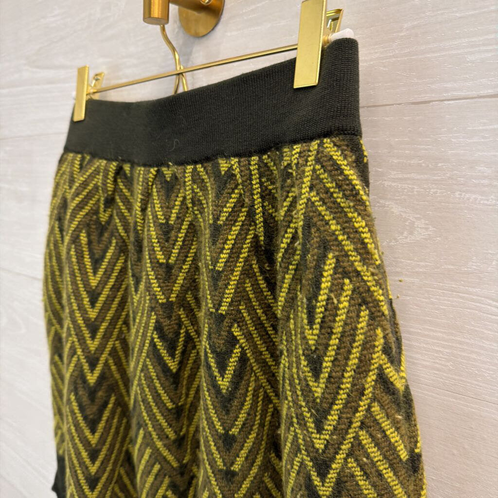 Pringle 1815 Scotland Green Knit Print Sweater Skirt Small