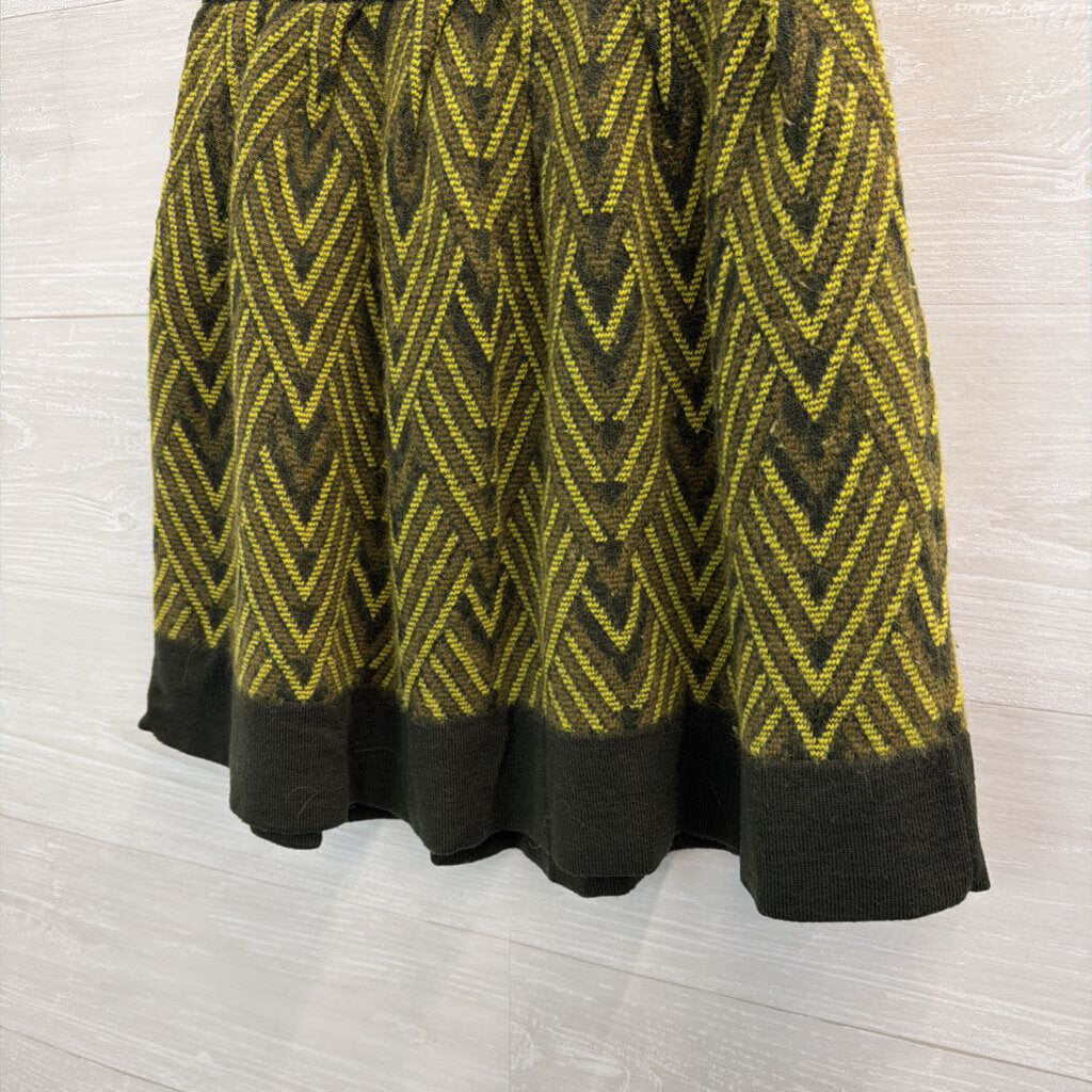 Pringle 1815 Scotland Green Knit Print Sweater Skirt Small
