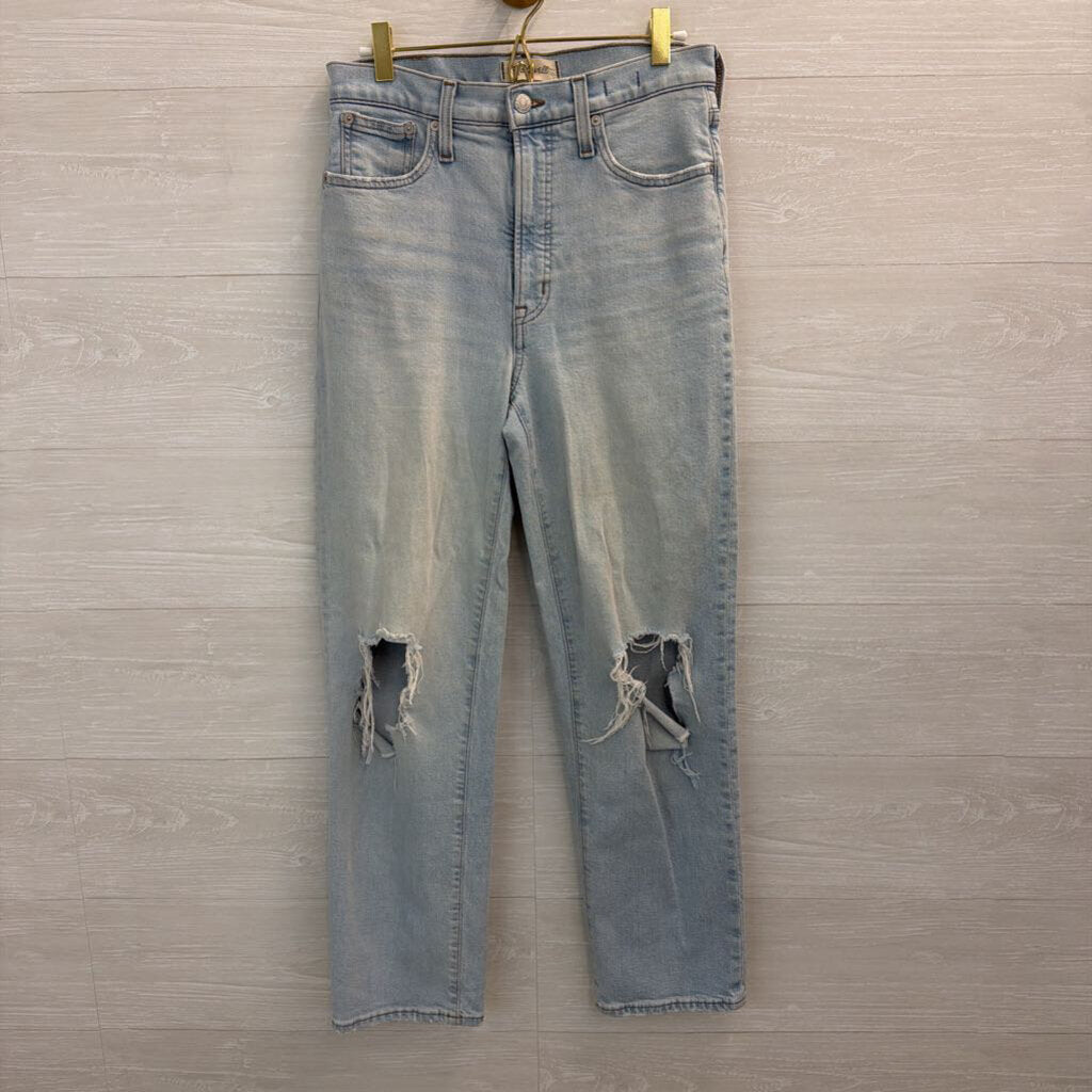Madewell Light Wash Distressed The Perfect Vintage Straight Jeans 27