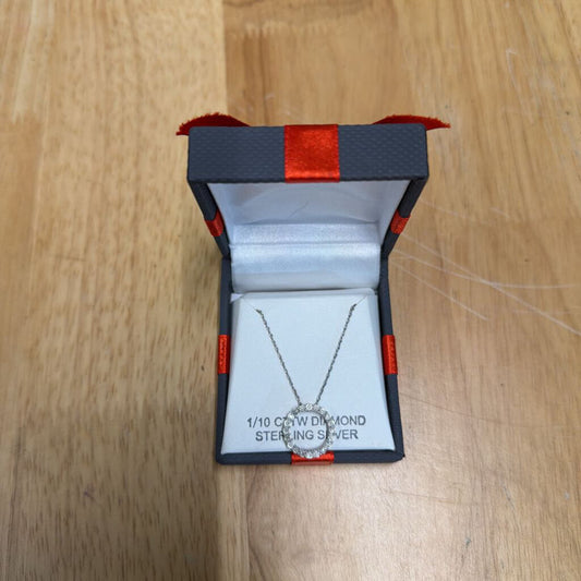 Sterling Silver 1/10 CTTW Diamond Circle Pendant Necklace