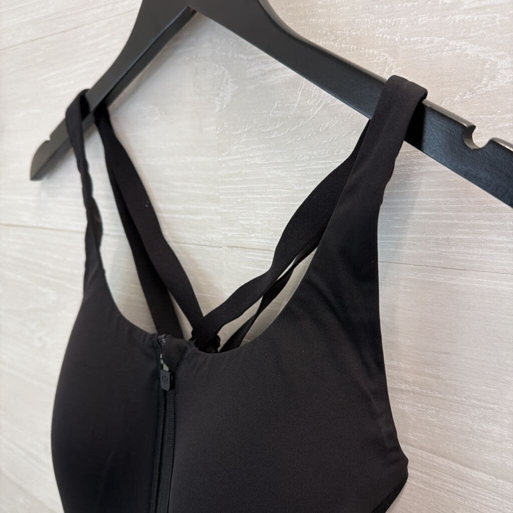 Lululemon Black Zip Front Sports Bra Large