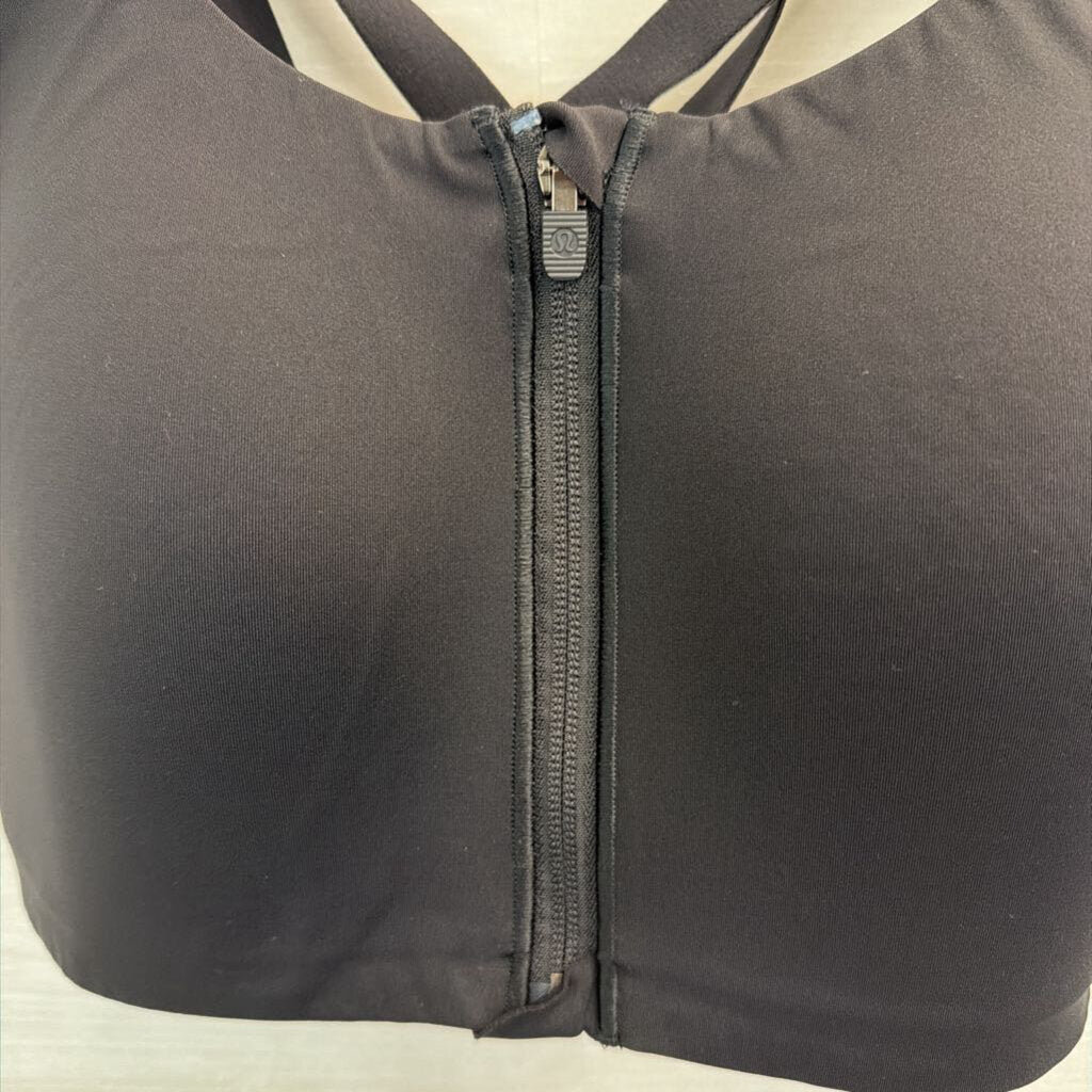 Lululemon Black Zip Front Sports Bra Large