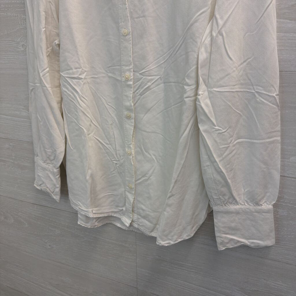 Loft White Long Sleeve Button Down Top Large