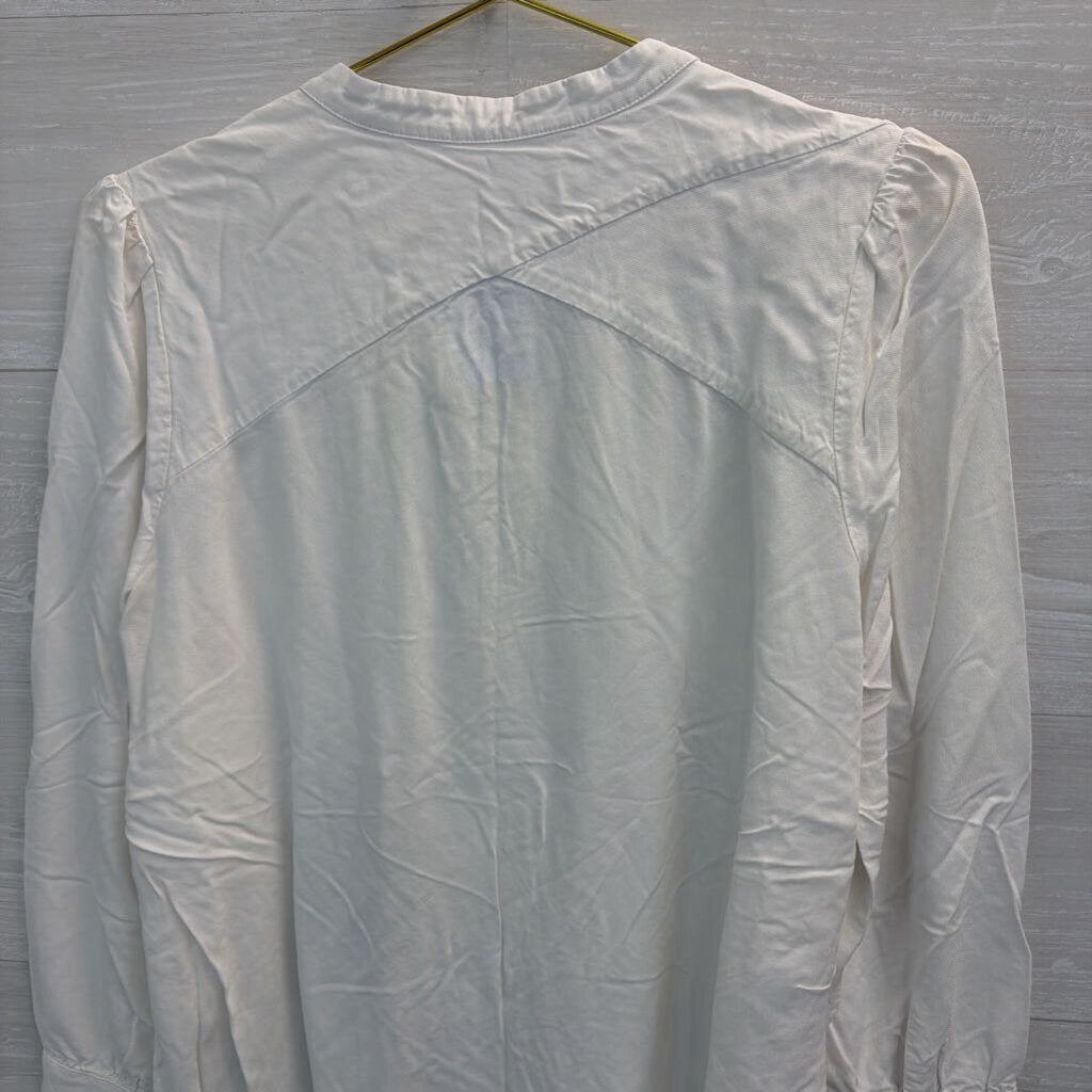 Loft White Long Sleeve Button Down Top Large