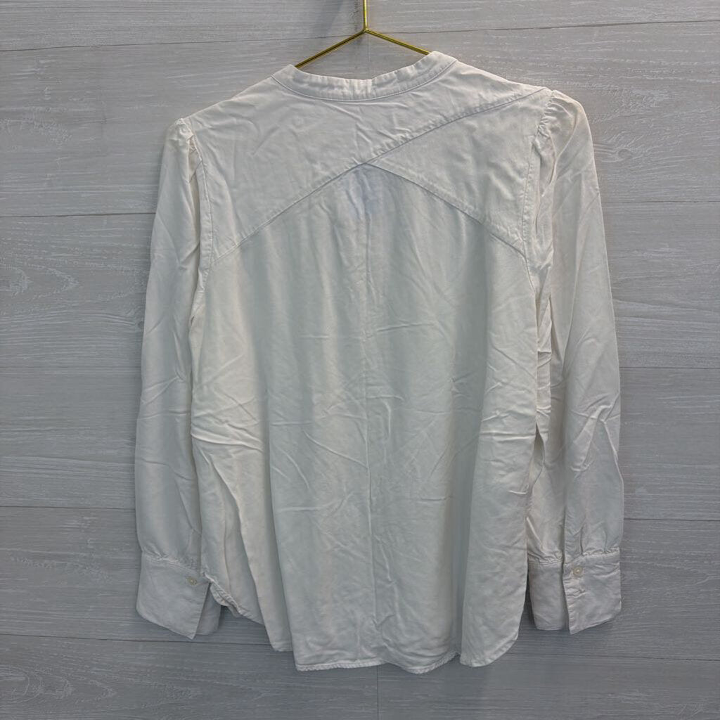 Loft White Long Sleeve Button Down Top Large