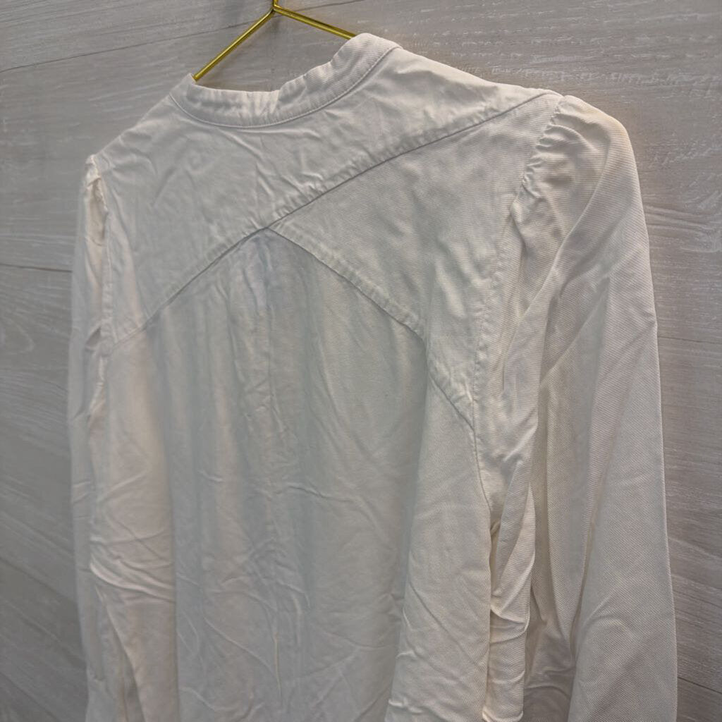 Loft White Long Sleeve Button Down Top Large
