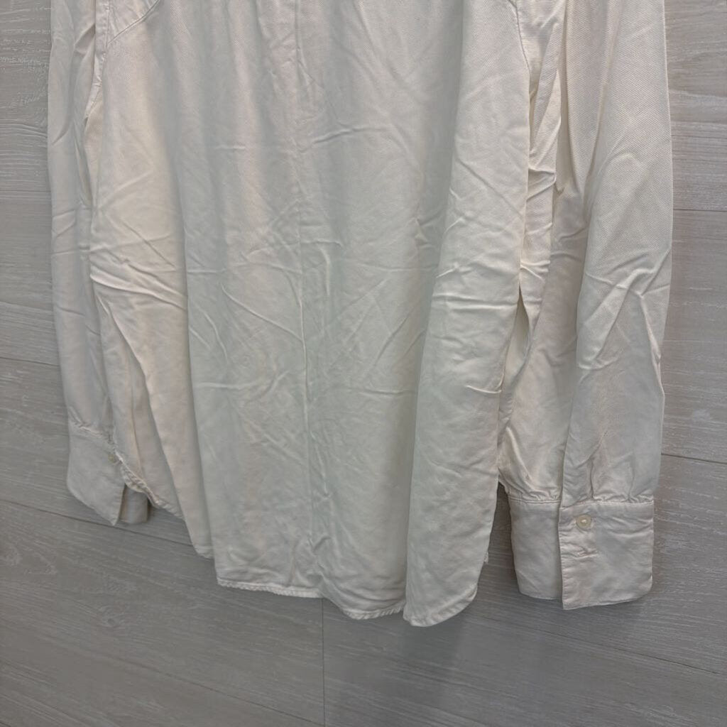 Loft White Long Sleeve Button Down Top Large