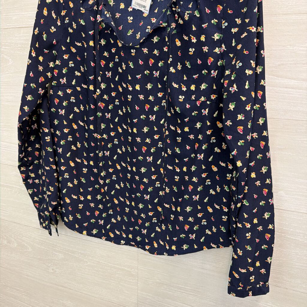 Dalia Collection Navy/ Multi Print Long Sleeve Top Small