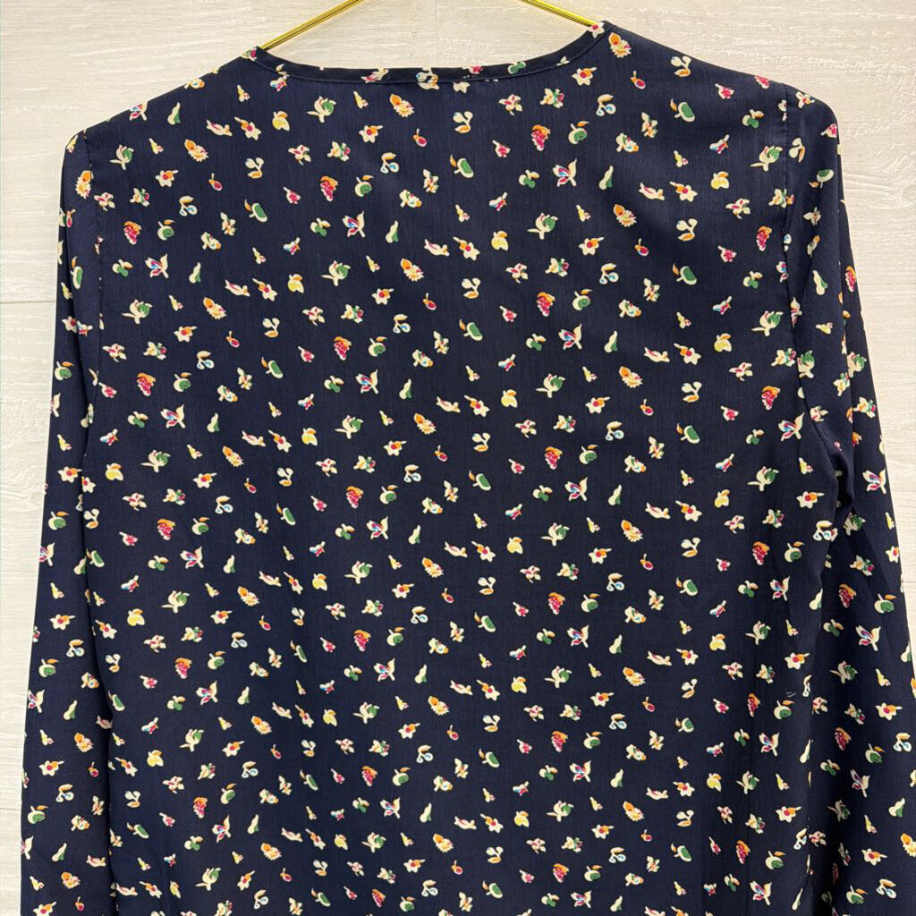 Dalia Collection Navy/ Multi Print Long Sleeve Top Small