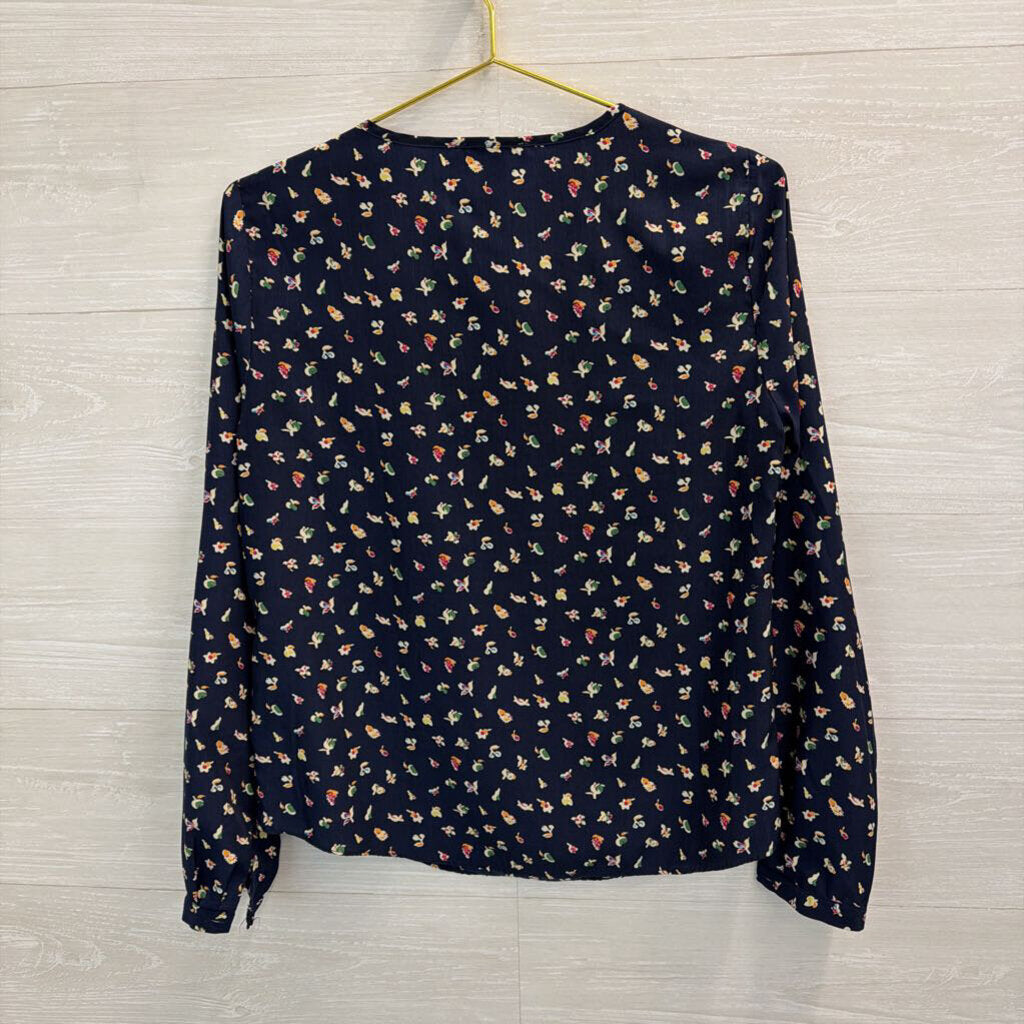 Dalia Collection Navy/ Multi Print Long Sleeve Top Small