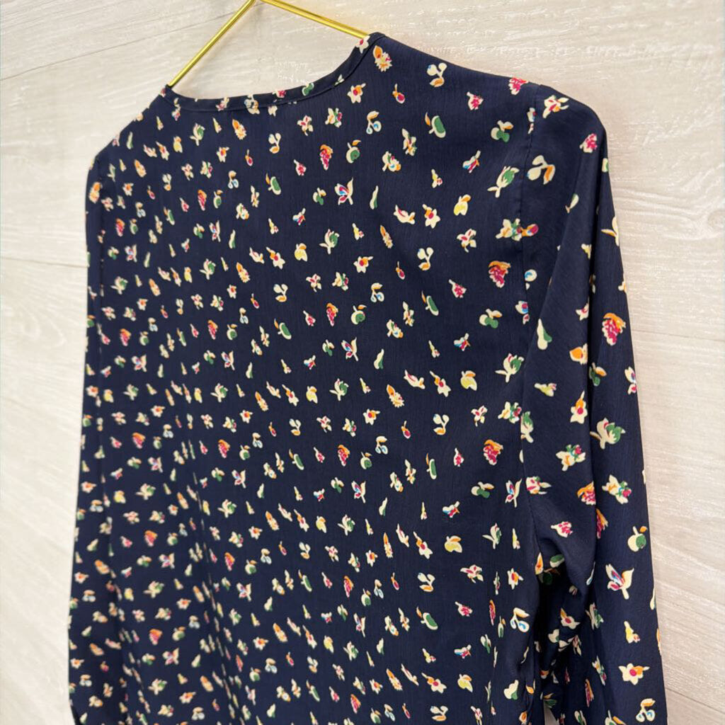 Dalia Collection Navy/ Multi Print Long Sleeve Top Small