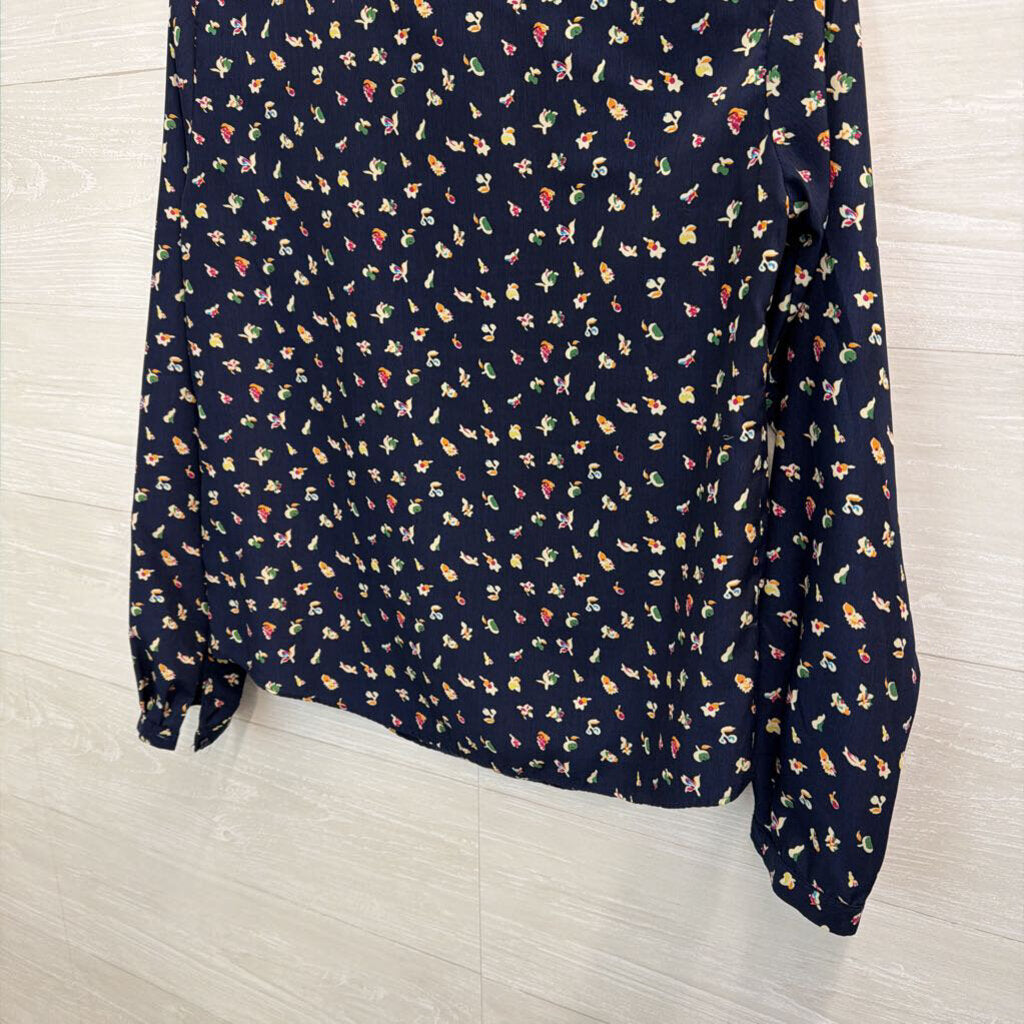 Dalia Collection Navy/ Multi Print Long Sleeve Top Small