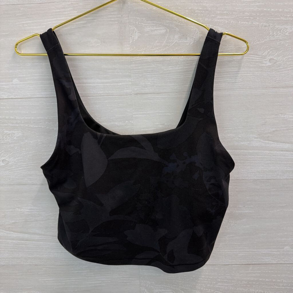 Black Print Cropped Athletic Tank Top Large