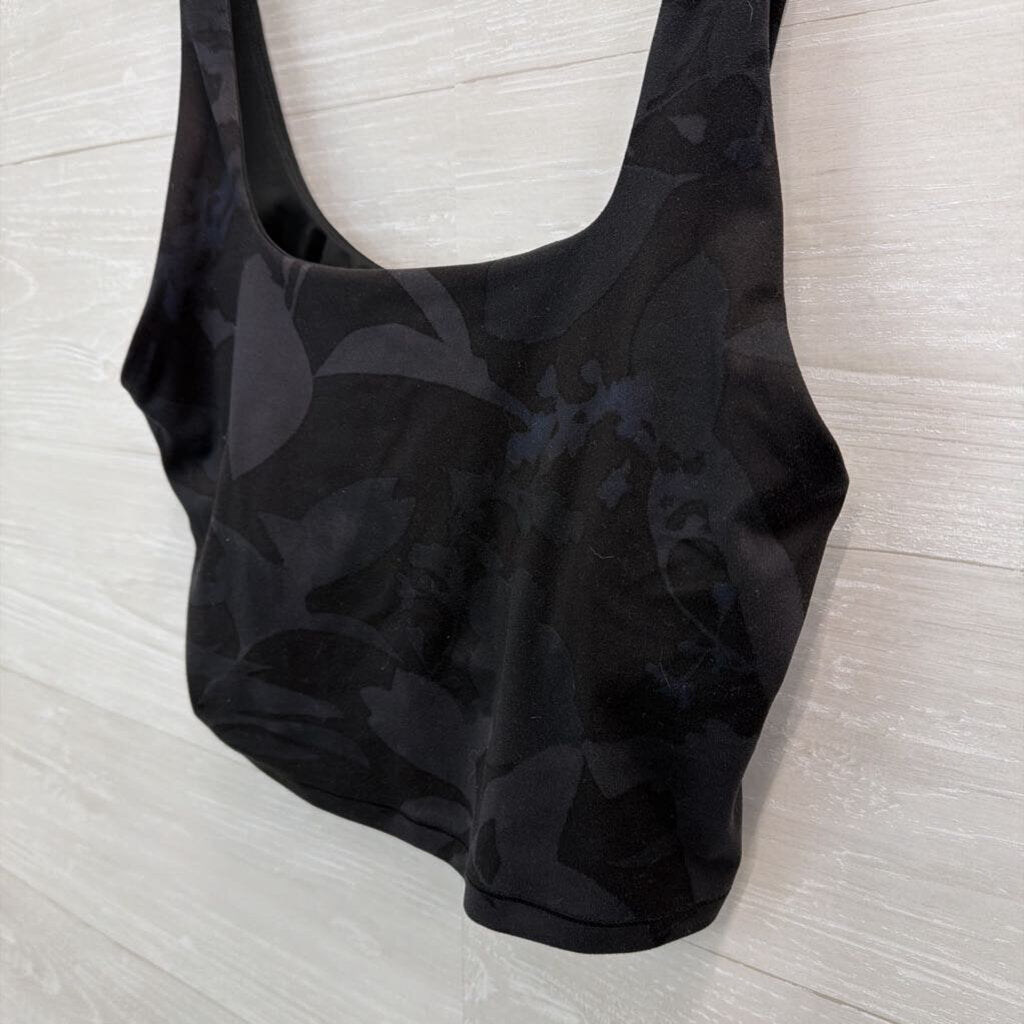 Black Print Cropped Athletic Tank Top Large