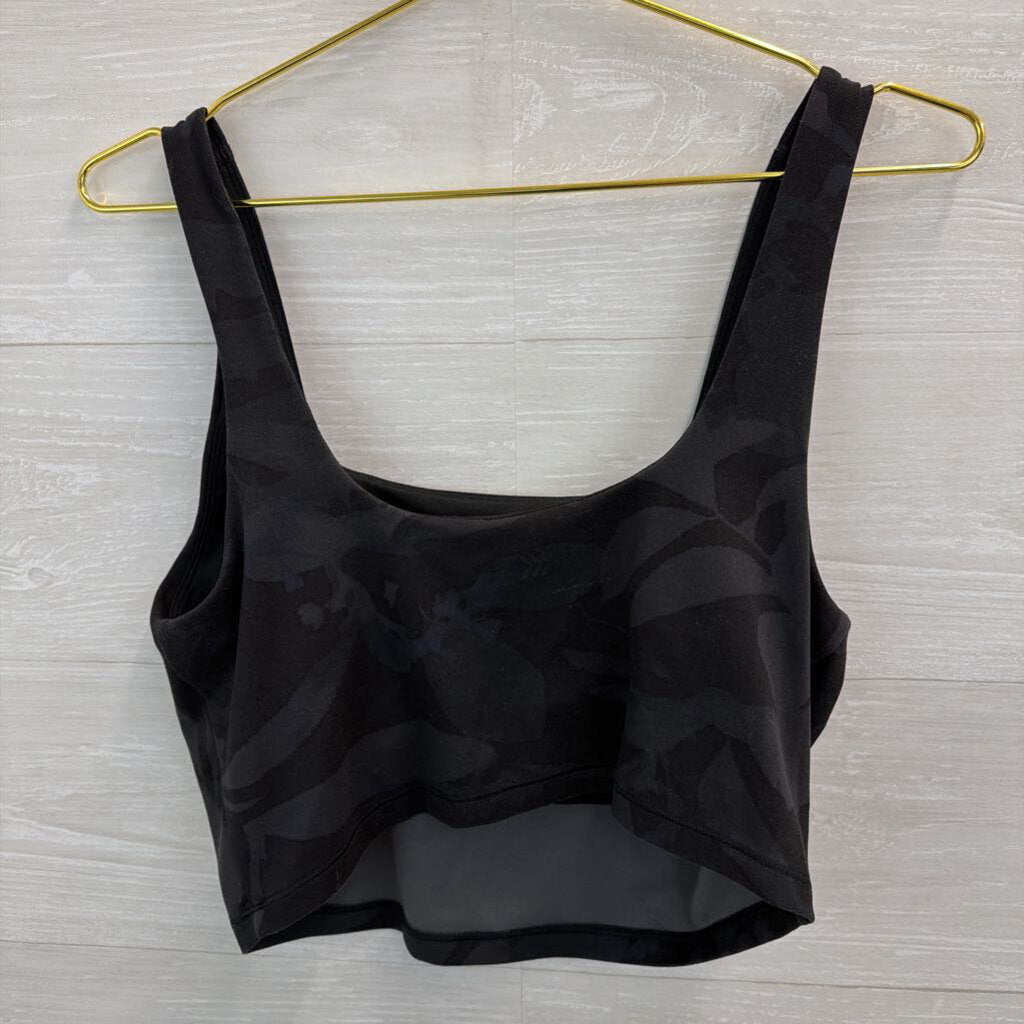 Black Print Cropped Athletic Tank Top Large