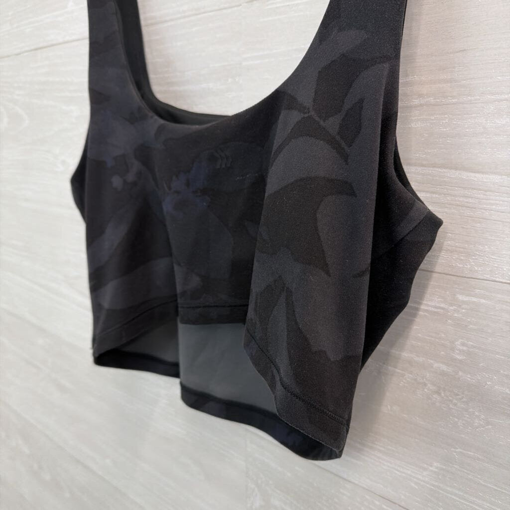 Black Print Cropped Athletic Tank Top Large