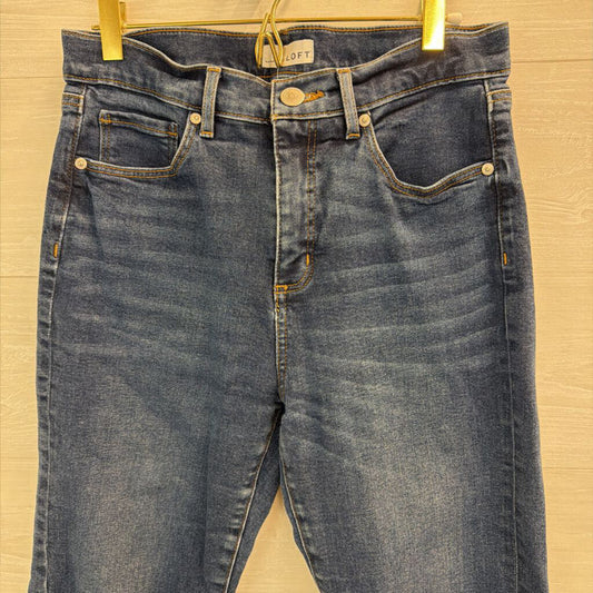 Loft Dark Wash Frayed Hem Straight Leg Jeans 29