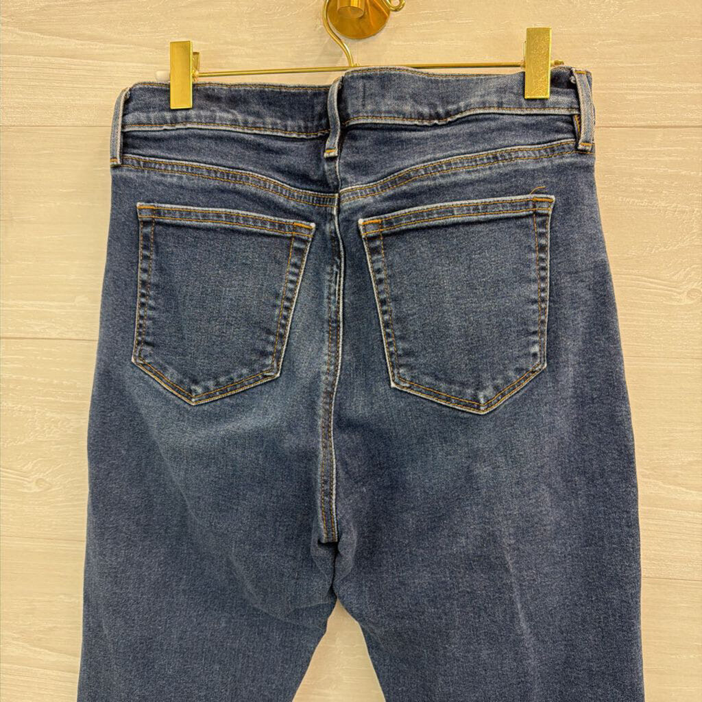 Loft Dark Wash Frayed Hem Straight Leg Jeans 29