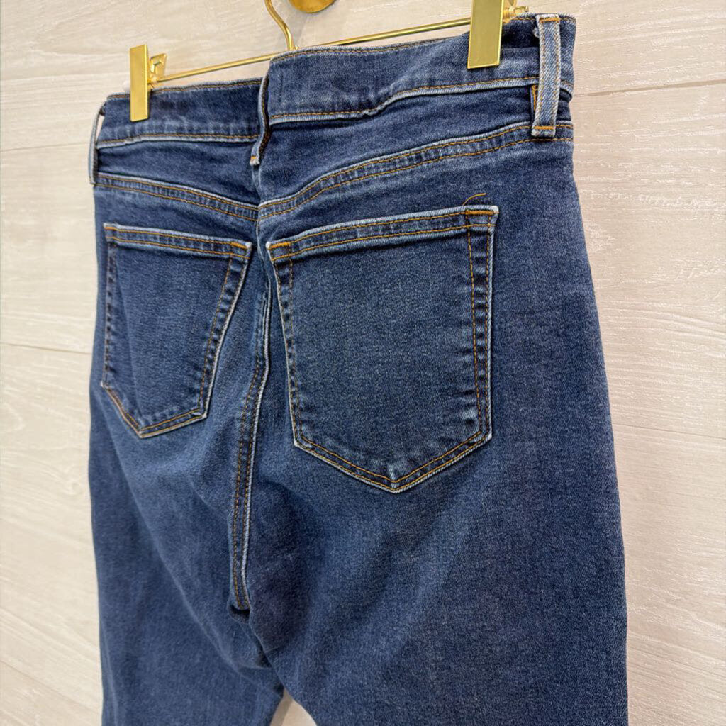 Loft Dark Wash Frayed Hem Straight Leg Jeans 29