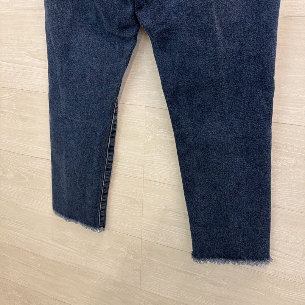 Loft Dark Wash Frayed Hem Straight Leg Jeans 29