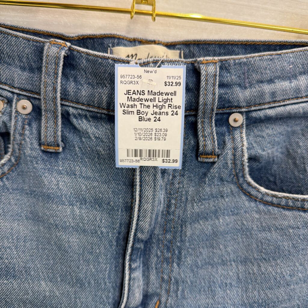 Madewell Light Wash The High Rise Slim Boy Jeans 24