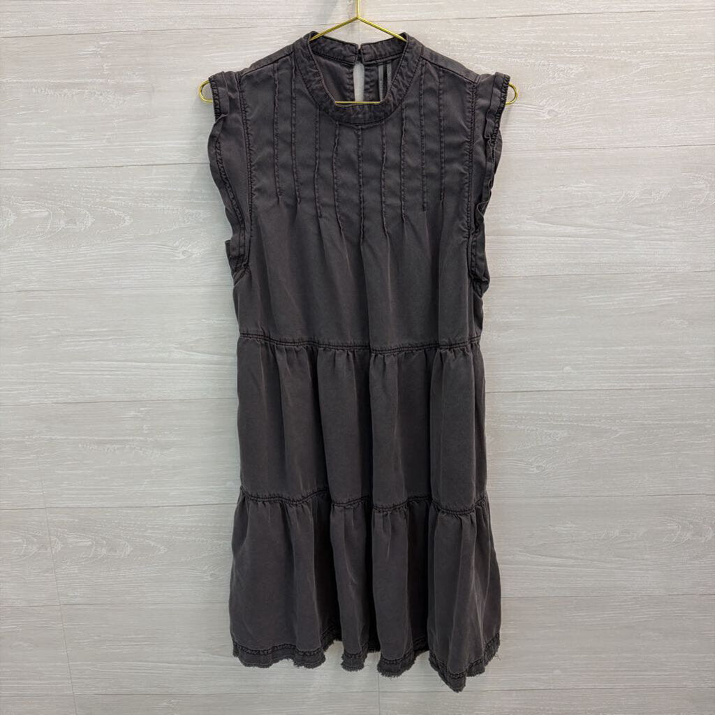 Anthropologie Grey Mock Neck Tiered Dress Medium