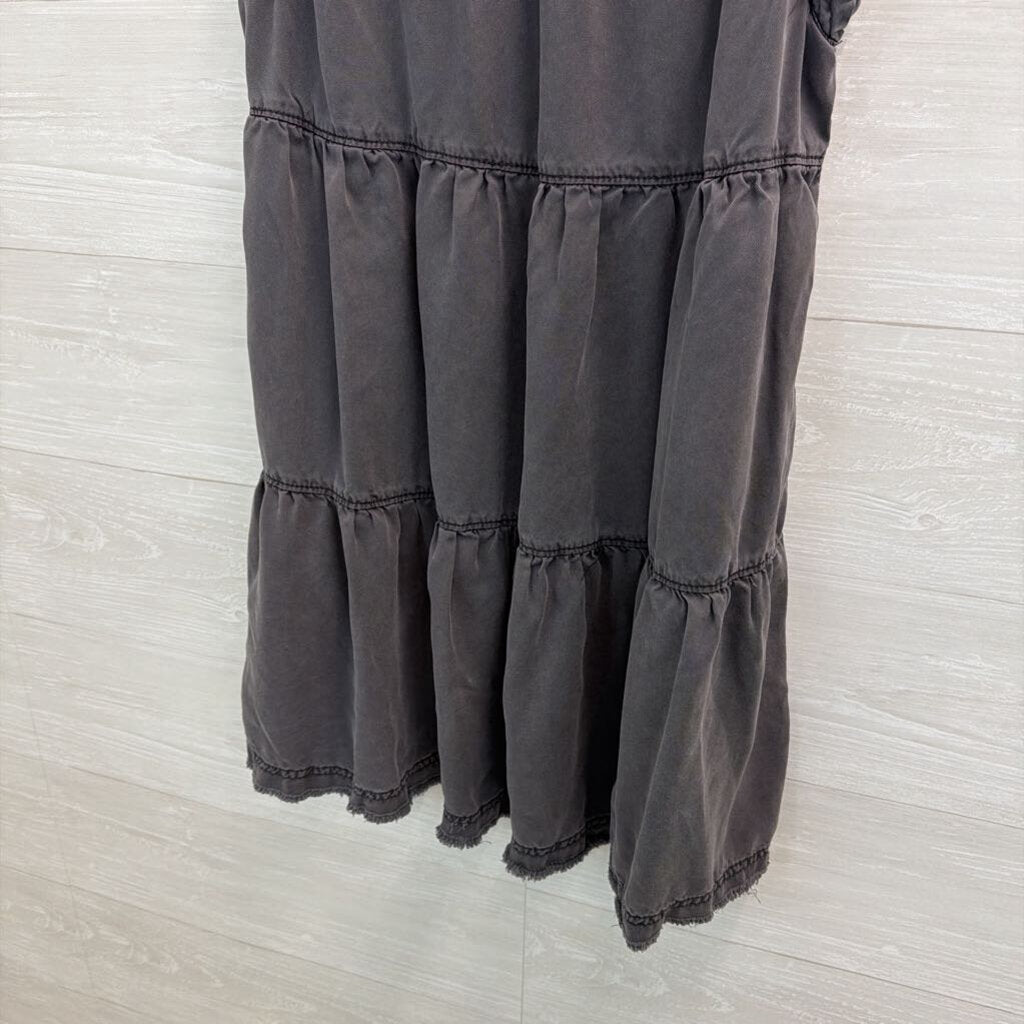 Anthropologie Grey Mock Neck Tiered Dress Medium
