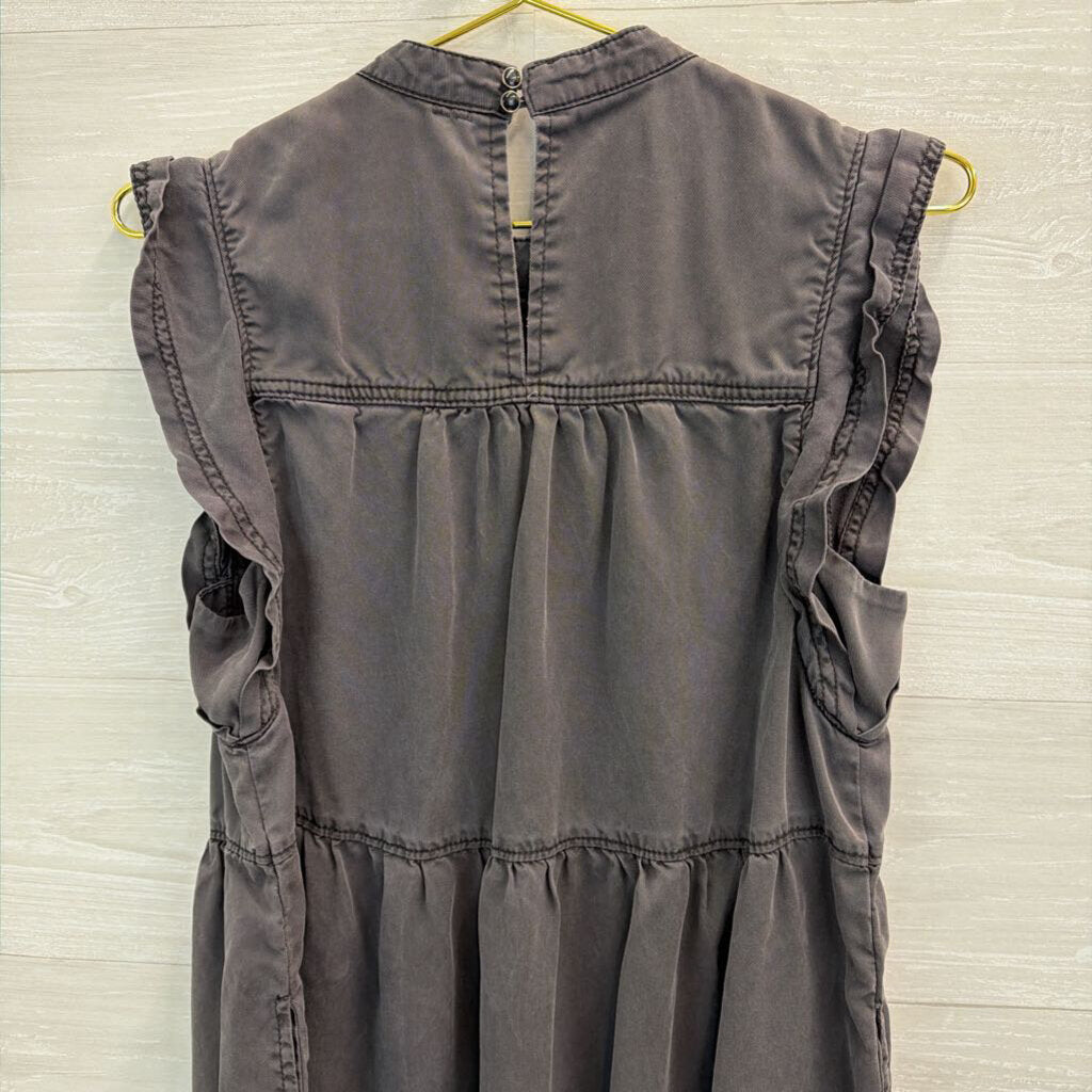 Anthropologie Grey Mock Neck Tiered Dress Medium