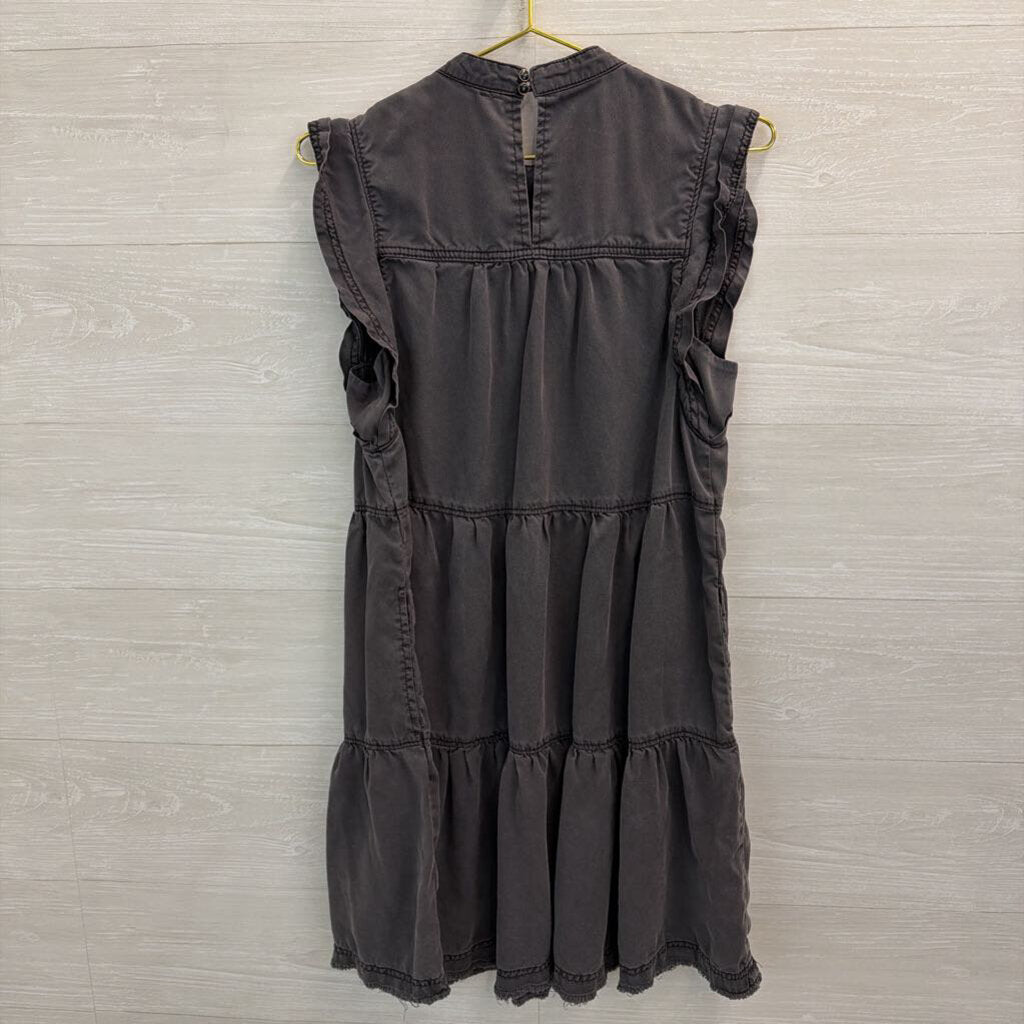 Anthropologie Grey Mock Neck Tiered Dress Medium