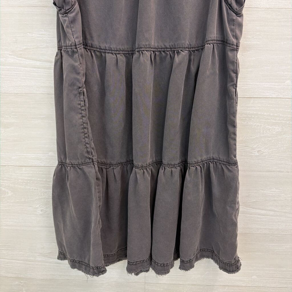 Anthropologie Grey Mock Neck Tiered Dress Medium